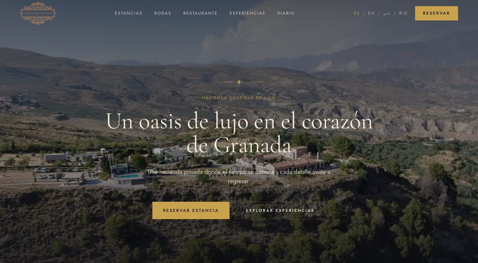 Web de Hacienda La Esperanza, hotel boutique en el Valle de Lecrín